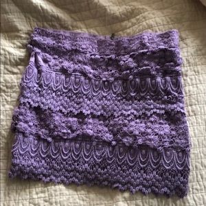 Purple lace mini skirt